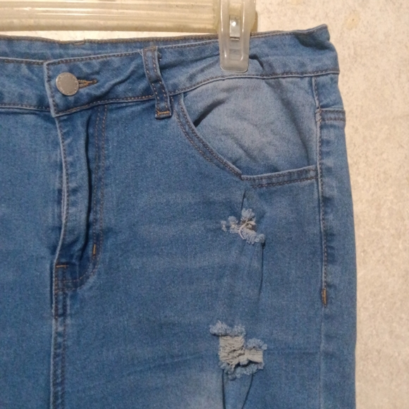 Women's Distressed Blue Jeans - Picture 6 of 13